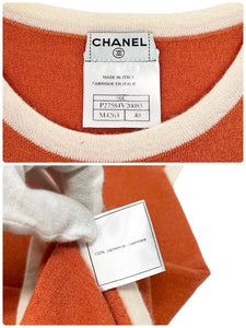 CHANEL Vintage 06C CC Mark Knit Top #40 Orange Cream Cashmere Rank AB+