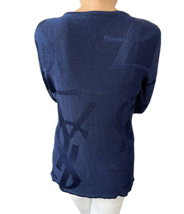Yves Saint Laurent Vintage YSL Initial Logo Sweater Top #L Dark Blue Rank AB+