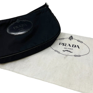 PRADA Vintage Logo Pochette Mini Shoulder Bag Zip Black Nylon Rank AB