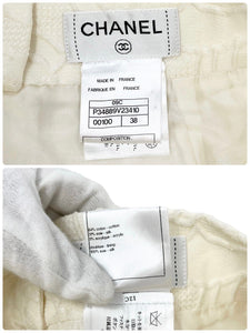 CHANEL Vintage 09C CC Mark Camellia Mini Skirt #38 Heart Button White Rank AB+