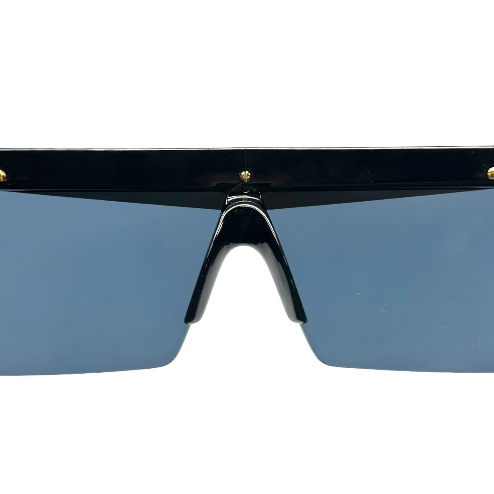 GIANNI VERSACE Vintage Logo Sunglass Blue Black Gold Shades Plastic Rank AB