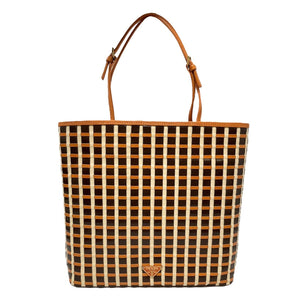 PRADA Vintage Logo Mini Tote Bag Handbag Orange Brown Cream Leather Rank AB+