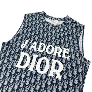Christian Dior Vintage Trotter Monogram J'ADORE Logo Tank Top #36 Blue Rank AB+
