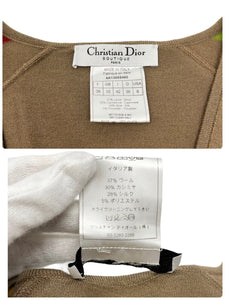 Christian Dior Vintage Logo T-shirt #38 Top Rasta Color V-neck Brown RankAB+