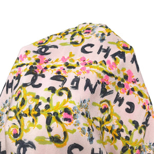 CHANEL Vintage CC Mark Logo Sleeveless Top #38 Flower Print Pink Silk Rank AB+