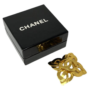 CHANEL Vintage 97P CC Logo Pin Brooch Accessory Gold Metal With Box RankAB