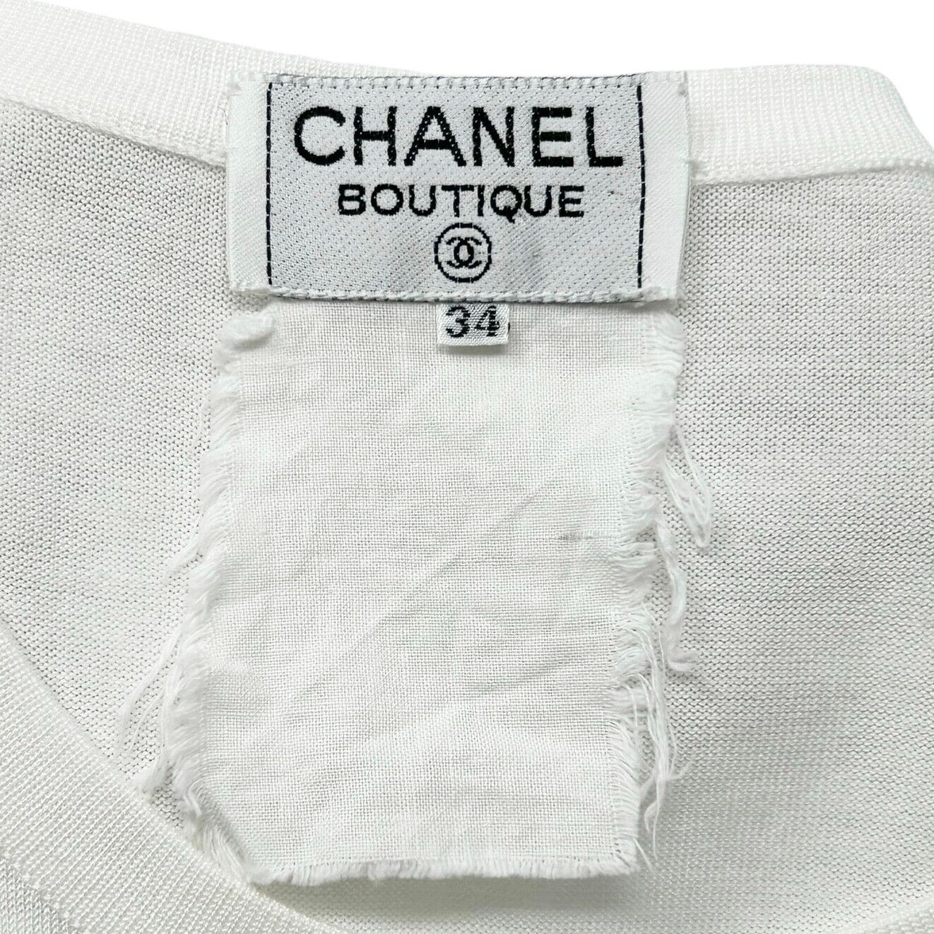 CHANEL Vintage Coco Mark Logo Tank Top #34 Tunic White Cotton Button RankAB