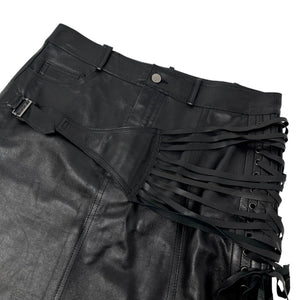 Christian Dior Vintage Logo Lace Up Leather Mini Skirt #38 Belt Black Rank AB