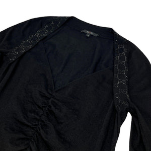 GUCCI Vintage GG Monogram Knit Sweater Top #S Rhinestone Black Cashmere Rank AB