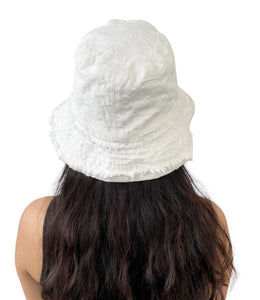 LOUIS VUITTON Vintage Monogram LV Logo Bucket Hat #L White Denim RankAB