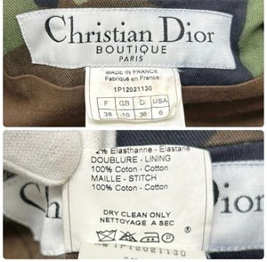 Christian Dior Vintage Logo Cropped Jacket #38 Green Camouflage Cotton RankAB