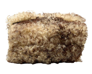DOLCE&GABBANA Vintage Logo Faux Fur Shoulder Bag Beige Brown Suede Rank AB