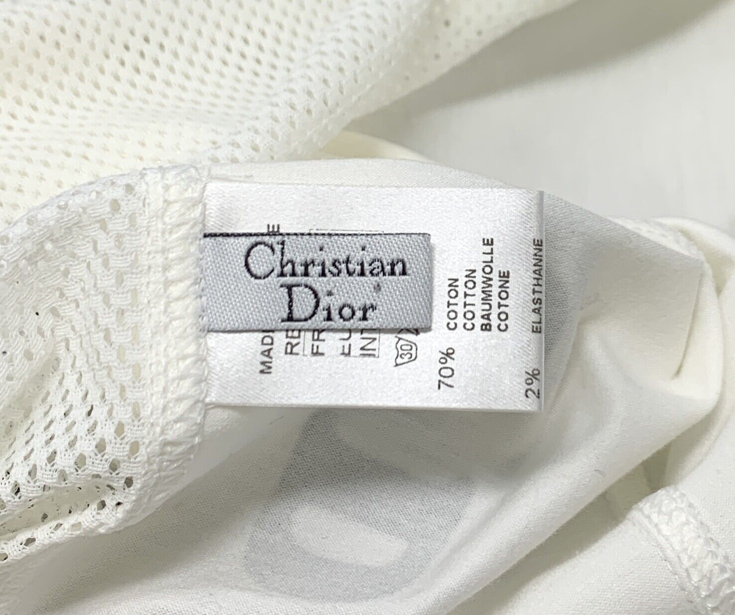 Christian Dior Vintage MISS DIOR Logo Tank Tops Mesh Cotton White Rank AB