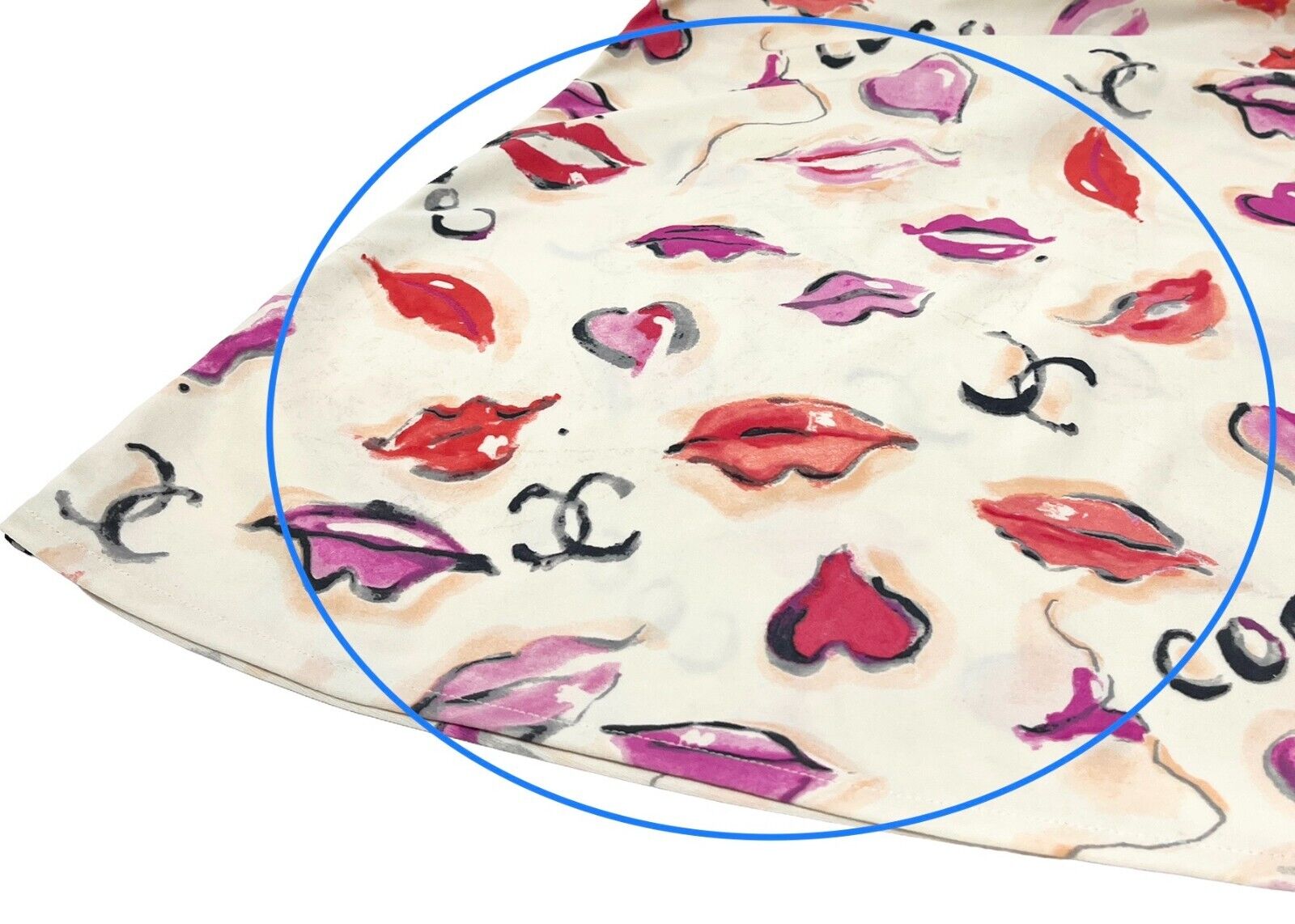 CHANEL Vintage CC Logo Lip Swimwear Dress Swimsuit Heart Ivory Pink RankAB