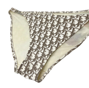 Christian Dior Vintage Trotter Monogram Swimsuit Bikini #F90/B Brown Cream RankB