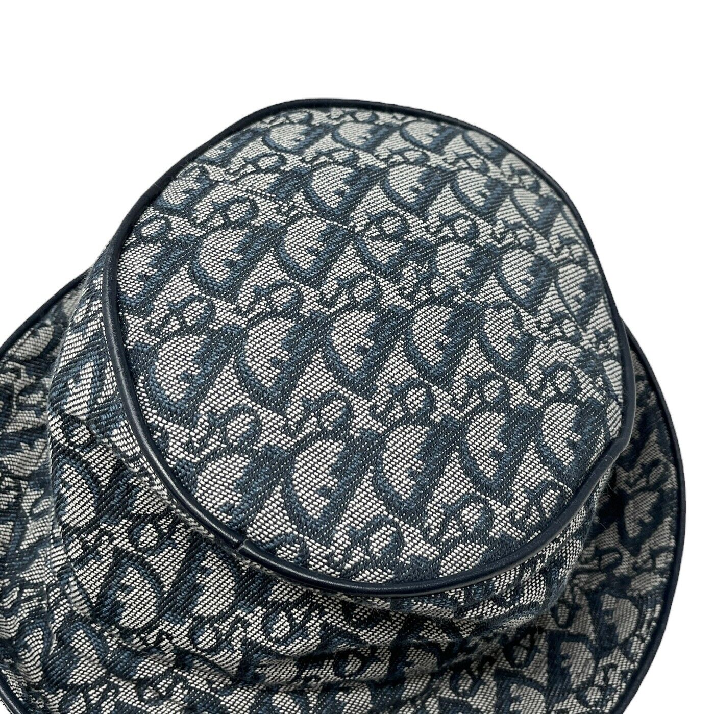 Christian Dior Vintage Trotter Monogram Bucket Hat #57 Dark Blue Cotton RankAB+