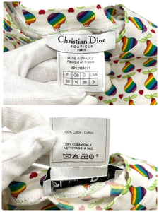 Christian Dior Vintage Rainbow Pear T-Shirt #38 Top Heart Cotton White RankAB+