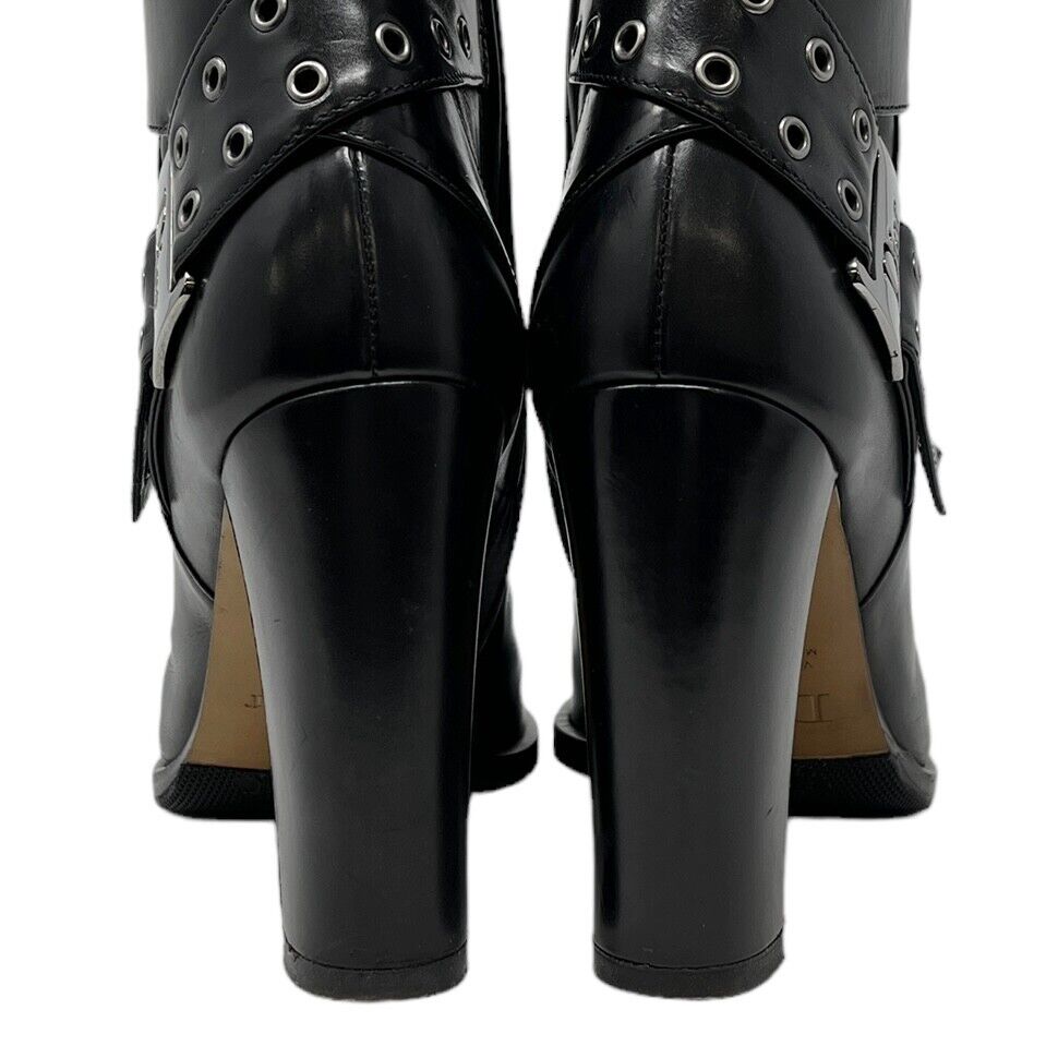 Christian Dior Vintage Logo Belt Mid-calf Boots #37.5 US7.5 Black Rank AB