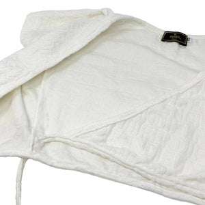 FENDI Vintage Monogram Logo Cropped Top #40 Terry Cloth Tie Wrap White Rank AB