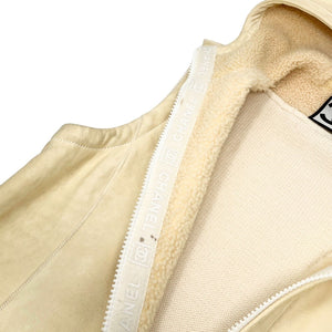 CHANEL Sport Vintage 08A CC Mark Mouton Vest Jacket #36 Hoodie Cream Rank AB