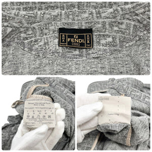 FENDI Vintage Zucca Monogram Zipped Hoodie #44 Top Gray Polyamide Rank AB