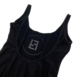 FENDI Vintage FF Logo Swimsuits One-piece #S Black Cotton Spandex Rank AB