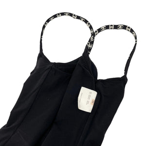 CHANEL Vintage CC Mark Swimsuit One-piece #38 Black White Polyamide Rank AB+