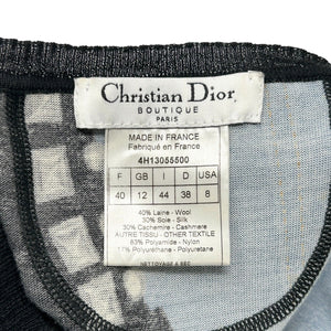 Christian Dior Vintage Logo Long Sleeve Top #40 Blue Denim Print Wool RankAB