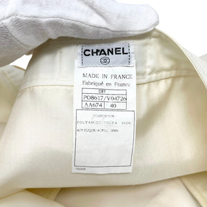 CHANEL Vintage C97 Coco Mark Logo Wrap Skirt #40 Button Cream Gold Nylon Rank AB