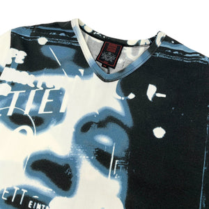 Jean Paul GAULTIER Vintage 1998 Face Logo T-shirt #48 Unisex Black Blue Rank AB