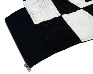 DOLCE&GABBANA Vintage Logo Bustier Corset #36 Bicolor Black Nylon Zip RankAB