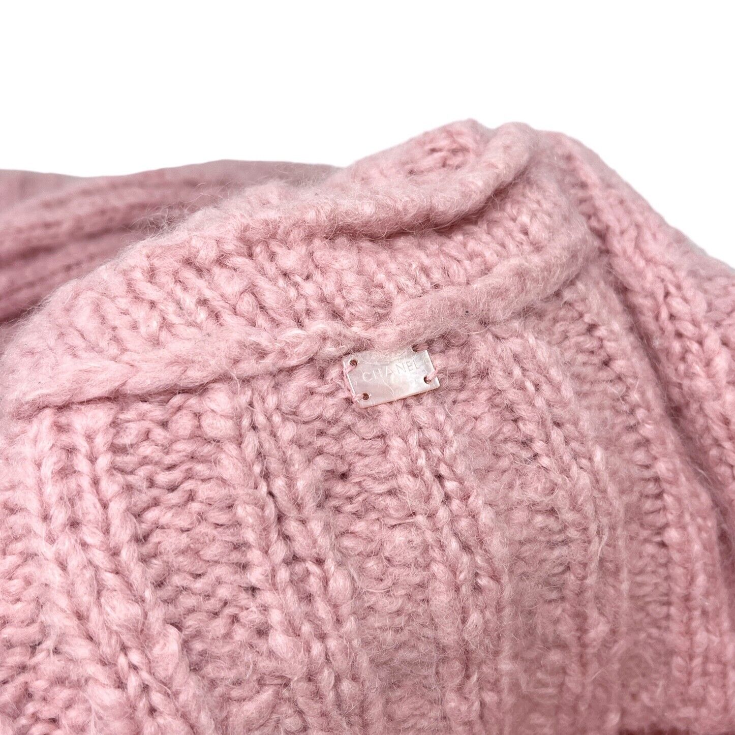 CHANEL Vintage 04A Logo Sweater Top #38 Knit Pink Wool Mohair Rank AB