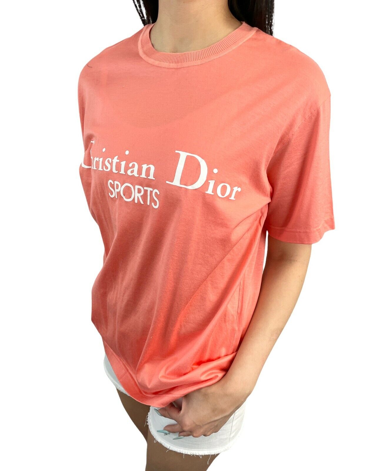 Christian Dior Sport Vintage Big Logo T-shirts #L Top Orange Cotton RankAB+