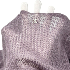CHANEL Vintage 98A CC Mark Logo Sweater Top #38 Clochette Purple Mohair RankAB