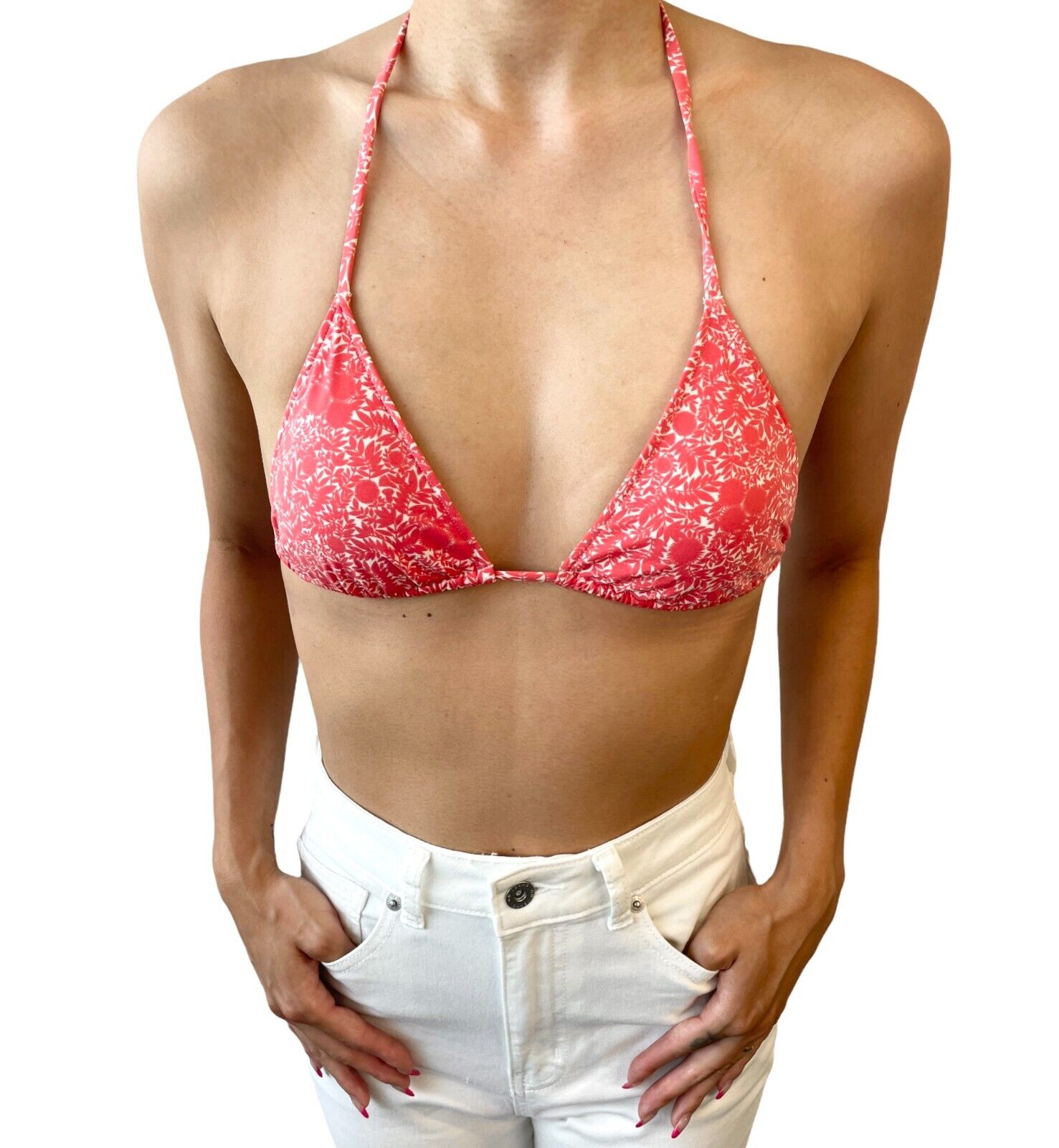LOUIS VUITTON Vintage LV Logo Swimwear Swimsuit Bikini Set White Pink RankAB+