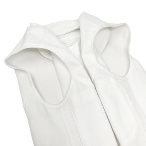 CHANEL Vintage CC Mark Button Sleeveless Shirt Top Pocket White Cotton Rank AB+