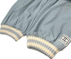 CHANEL Sport Vintage 01A Coco Mark Logo Pants #42 Blue Ivory Nylon Rank AB+