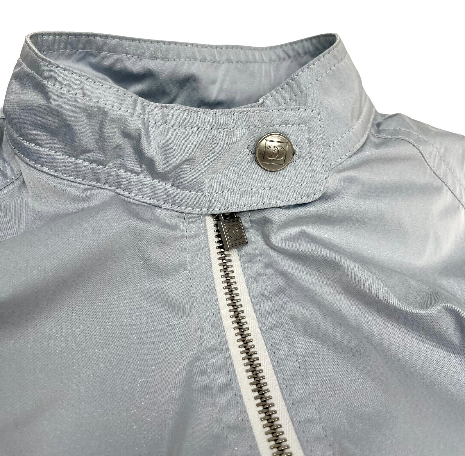 CHANEL Sport Vintage 09P CC Logo Zipped Jacket  #38 Polyester Light Blue RankA