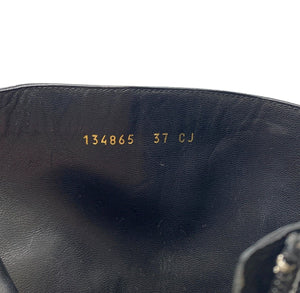 GUCCI Vintage GG Logo Monogram Mid Calf Boots #37 US 6.5 Black Canvas Rank AB