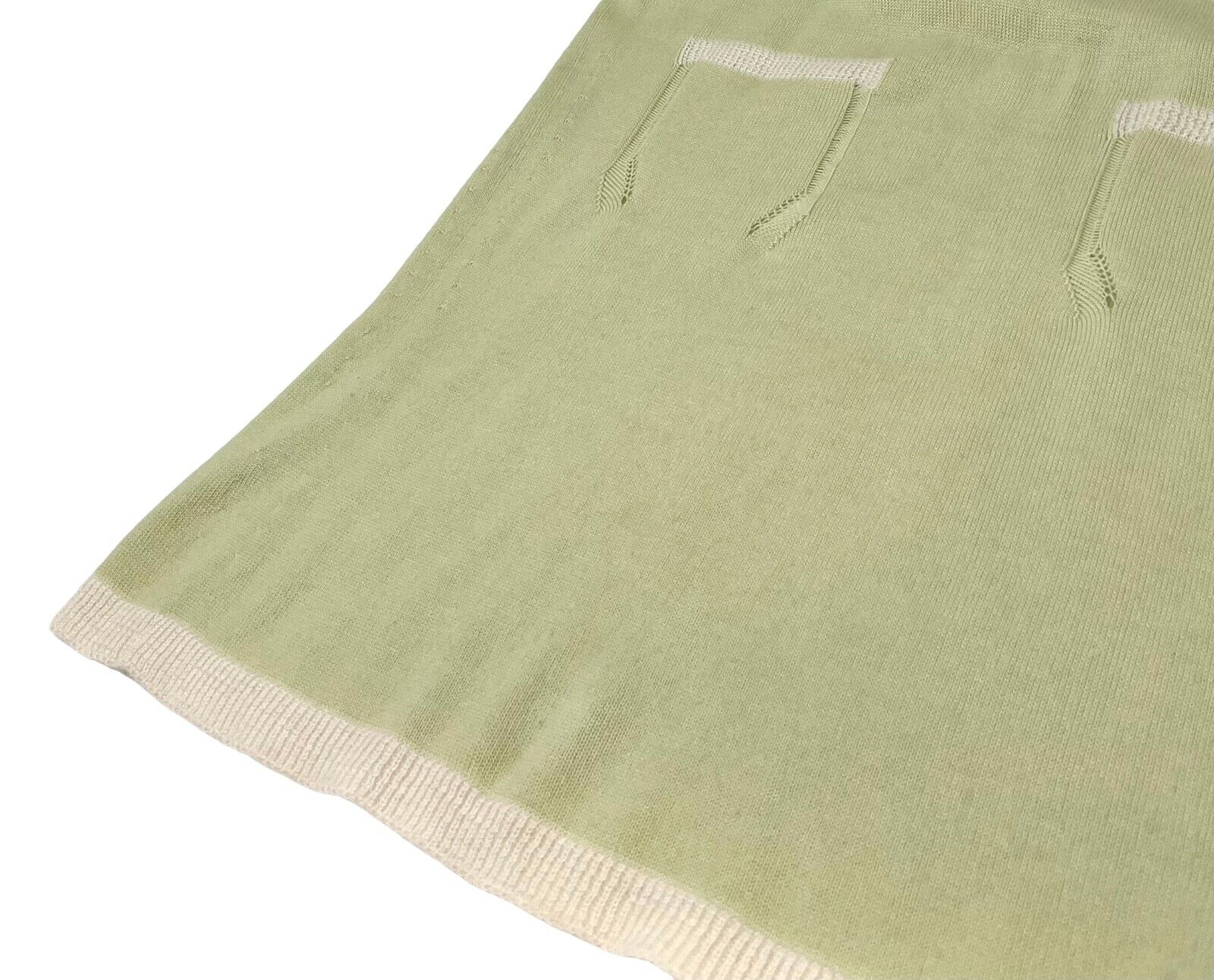 CHANEL Vintage 04C CC Logo Knit Top #38 Light Green Ivory Cashmere Rank AB