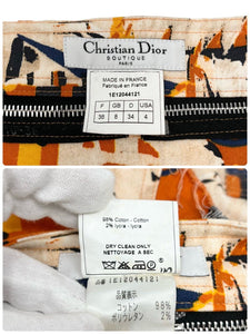 Christian Dior Vintage Logo Galliano Pants #36 Zip Orange Blue Cotton Rank AB+