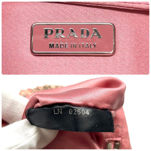 PRADA Vintage Logo Mini Tote Bag Beige Pink Leather Snap Button RankAB