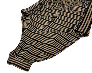 FENDI Vintage Logo Stripe Swimwear Swimsuit #42 Beige Black Nylon Rank AB