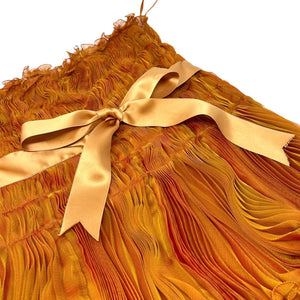 Christian Dior Vintage Pleats Skirt #36 Frill Skirt Orange Ribbon Silk RankAB