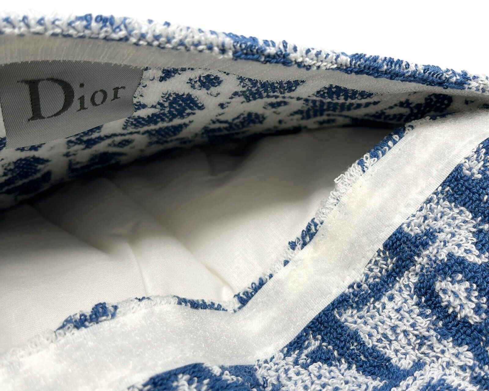 Dior Vintage Trotter Monogram Pillowcase Cover Cushion Terrycloth Blue RankA