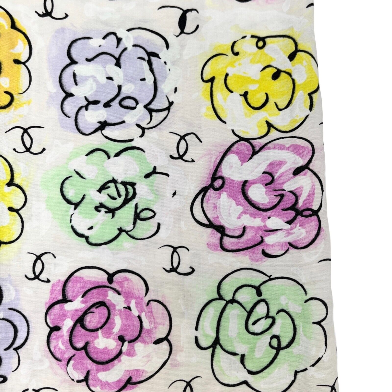 CHANEL Vintage 98S CC Mark Logo Shirt Top #38 Button Flower Multicolor Rank AB