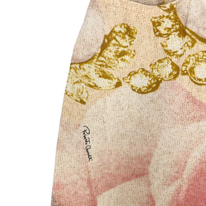 Roberto Cavalli Vintage Logo Jewel Print Pants #XS Glitter Orange Gold RankAB+