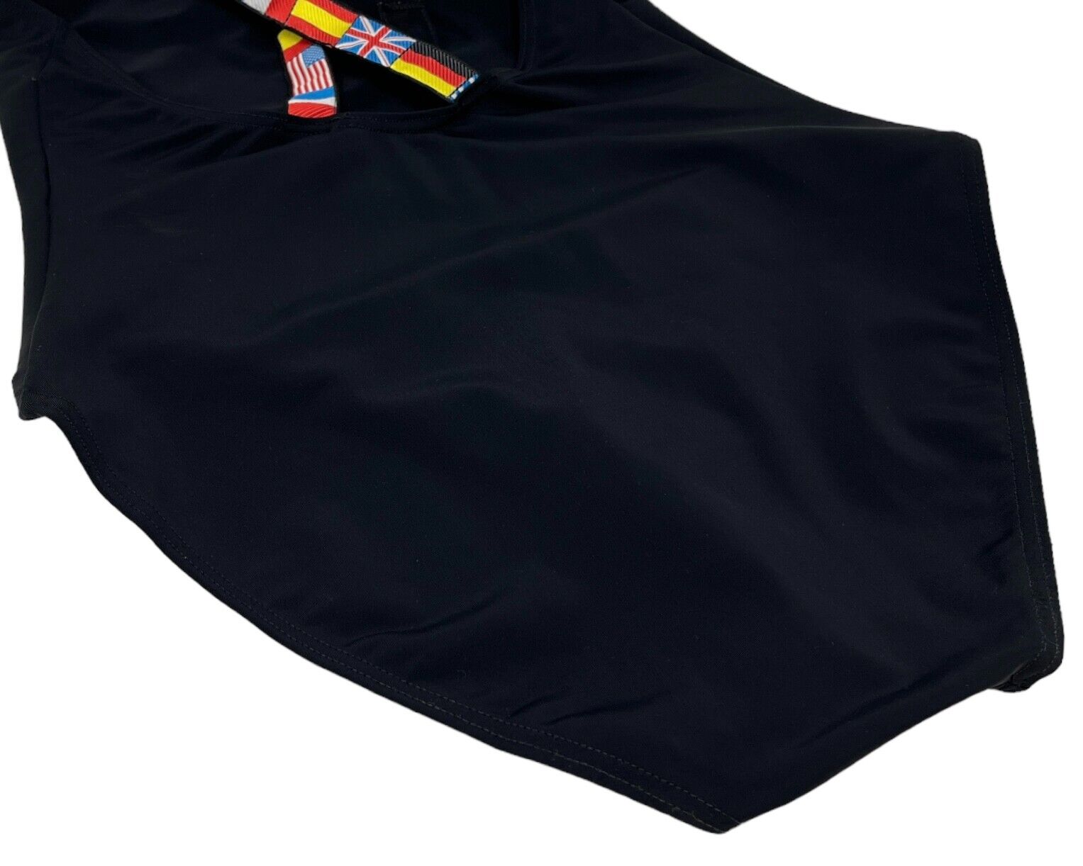 CHANEL Vintage CC Logo Swimwear Swimsuit #40 National Flag Black Nylon Rank AB