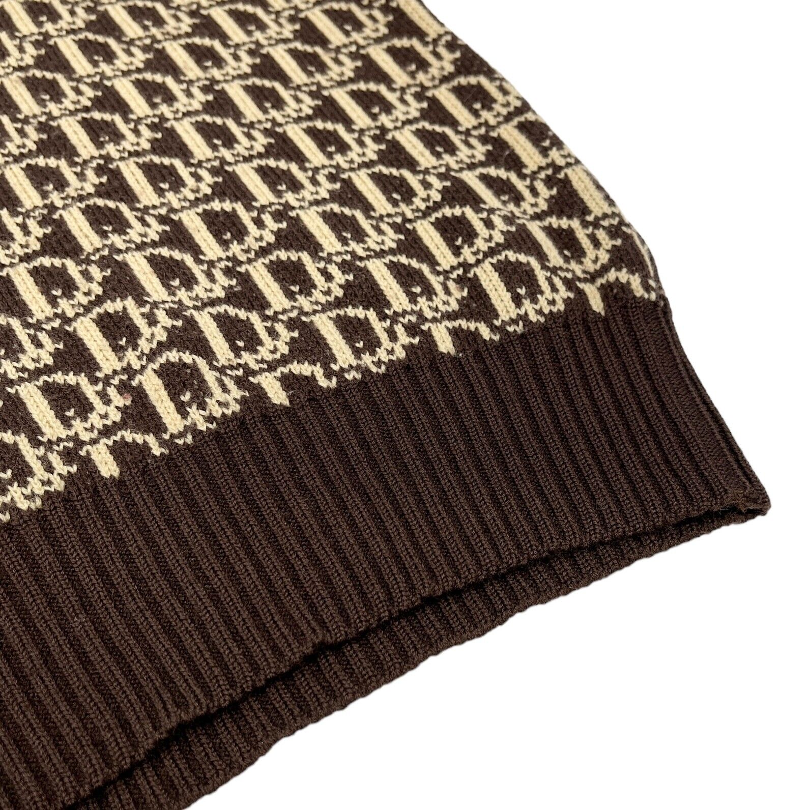 Christian Dior Vintage Trotter Monogram Sweater Top #M Brown Wool Rank AB+