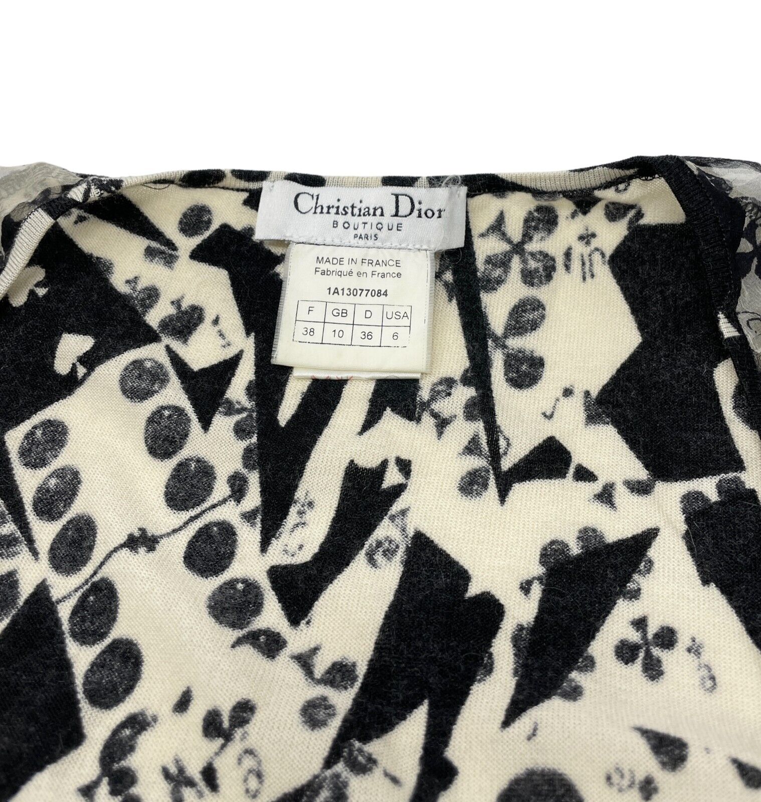 Christian Dior Vintage See-through Top Cardigan #38 Black Silk Rank AB